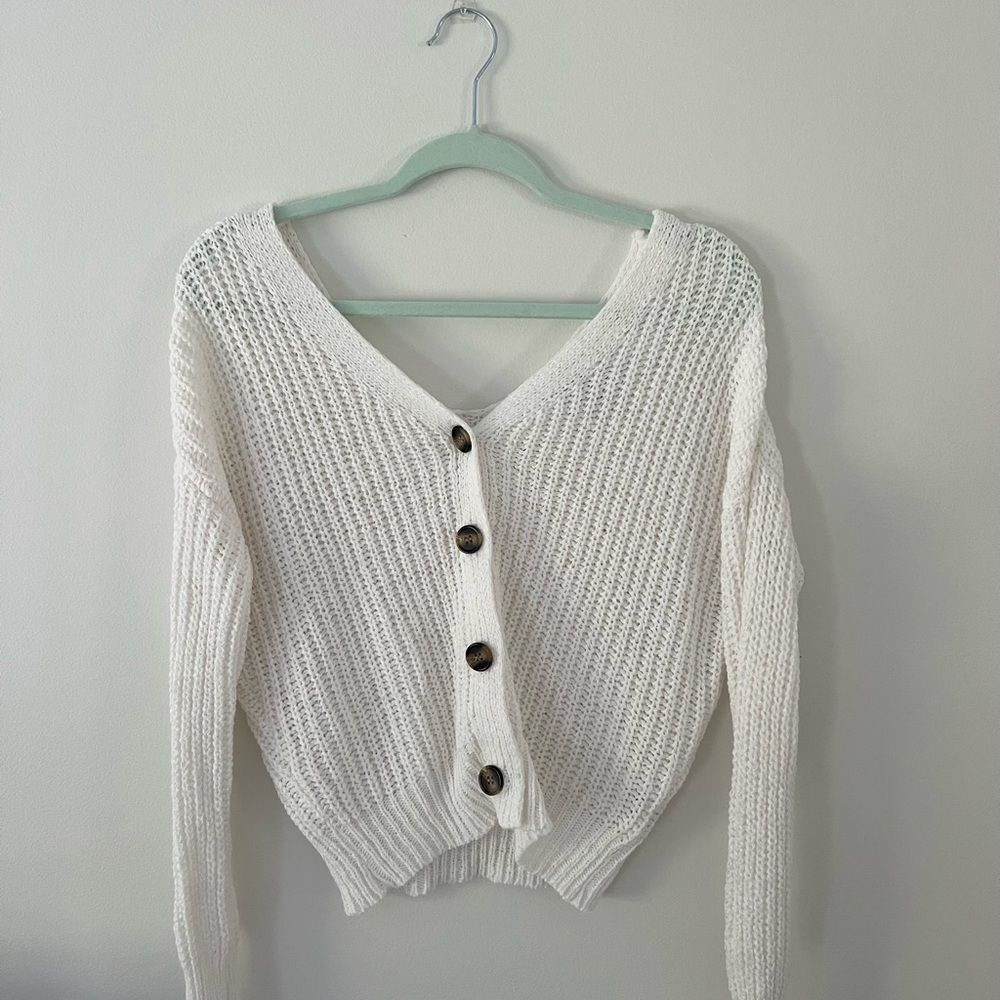 Basic white cardigan